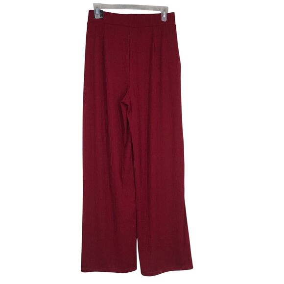 NWT Women’s Esta Textured Wide Leg Knit Pantsby Dictionary, Palazzo, Burgundy M - Picture 6 of 11